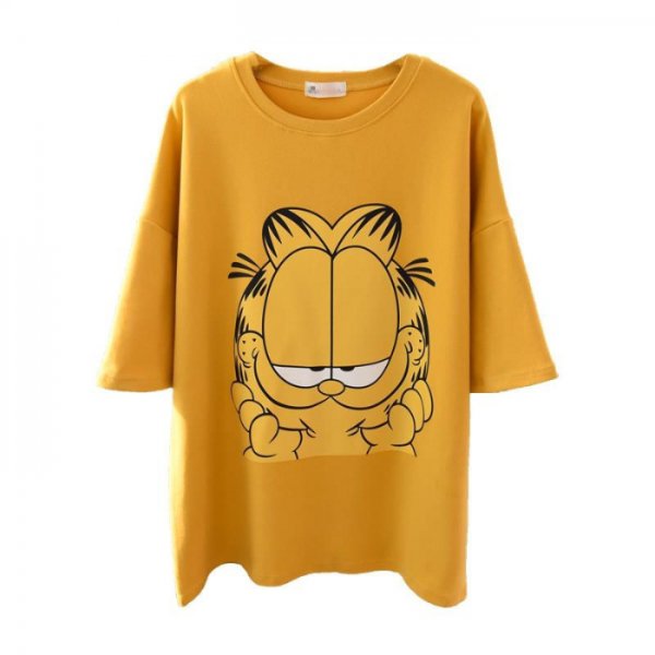 Cartoon cat pattern short sleeve t-shirt women