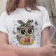 Owl Cute Cartoon Print Short Sleeve