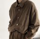 Loose Casual Retro Coffee Color With Stripes Long Sleeve Shirt For Male And Female Students