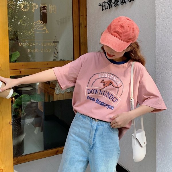 Women's Short Sleeve T-shirt Loose Korean Style Ins Western Style Harajuku