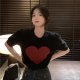 Love Short Sleeve Knitted Sweater Spring Korean Style